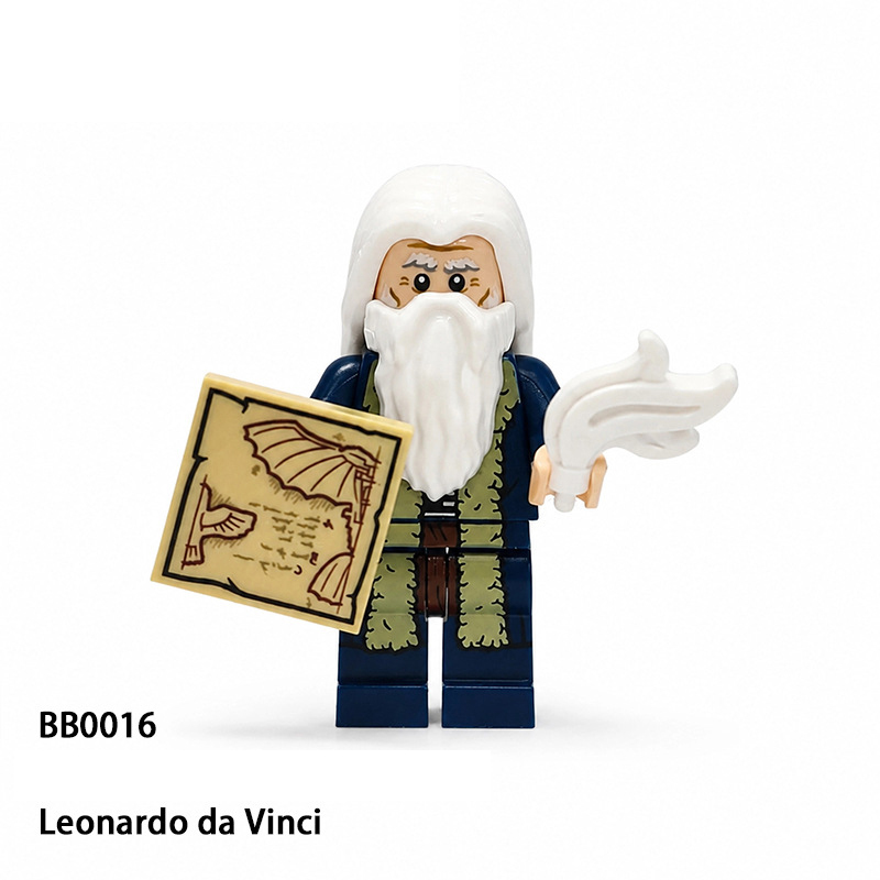 Historical Character Minifigs Leonardo da Vinci Building Blocks Renaissance Artist Inventor Collectible Toy Gifts BB0016 BB0017