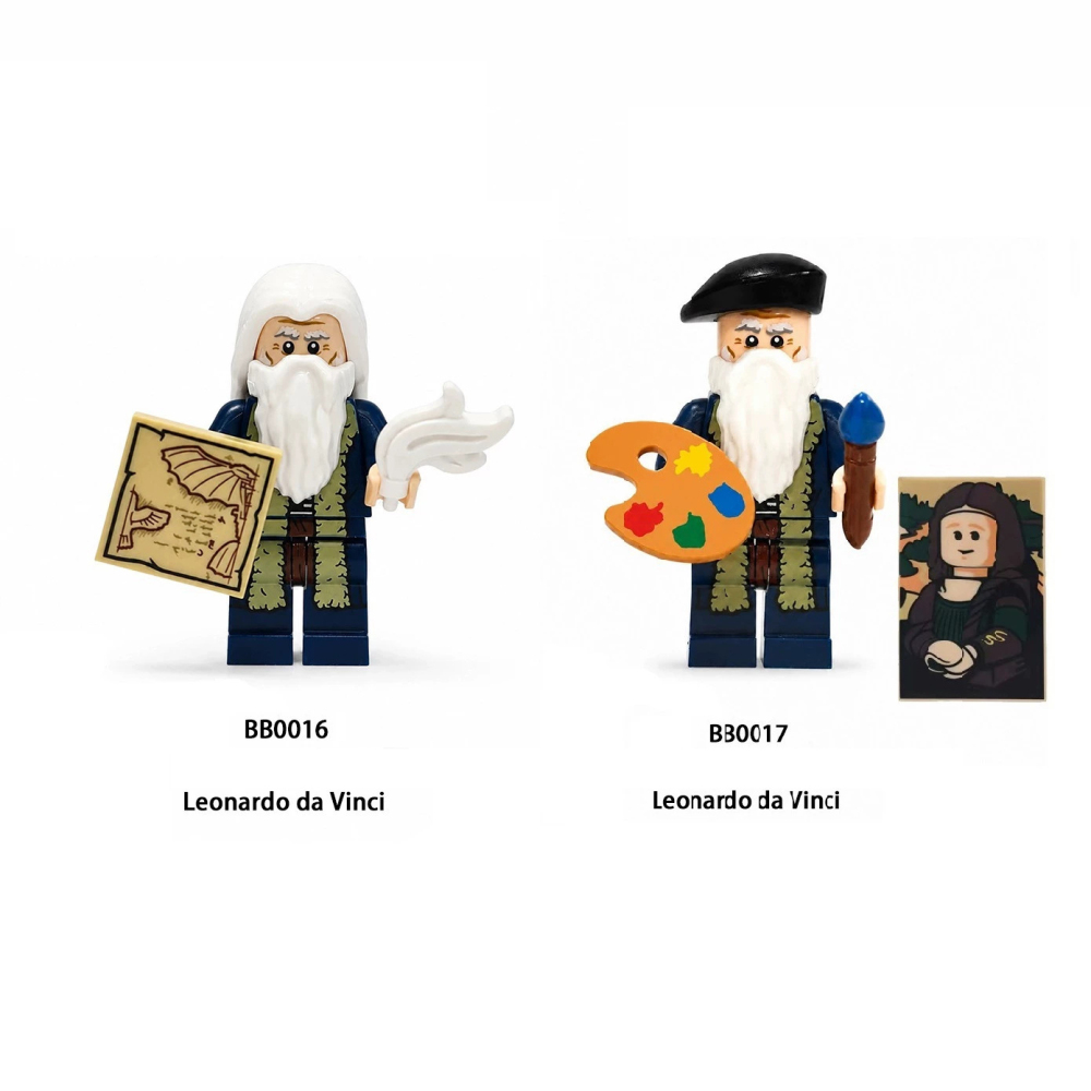 Historical Character Minifigs Leonardo da Vinci Building Blocks Renaissance Artist Inventor Collectible Toy Gifts BB0016 BB0017