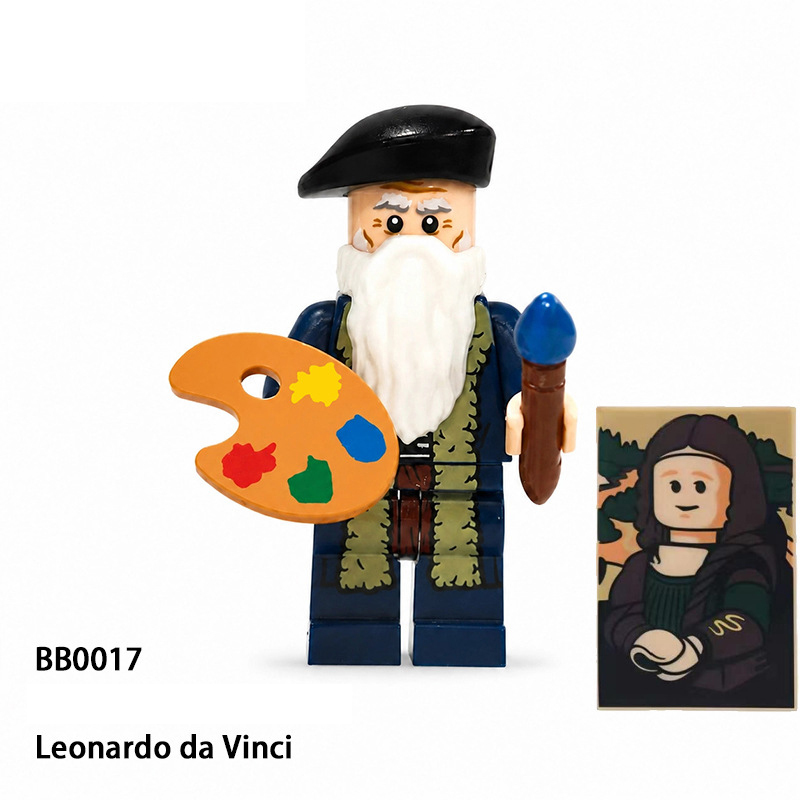 Historical Character Minifigs Leonardo da Vinci Building Blocks Renaissance Artist Inventor Collectible Toy Gifts BB0016 BB0017