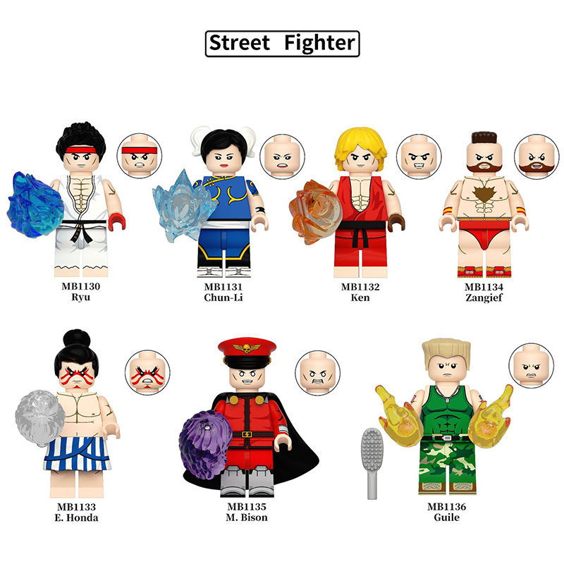 Street Fighter Building Block Ryu Chun-Li Ken Zangief Minifigs Classic Fighting Game Characters Toys Fans Gifts MB1130-1136