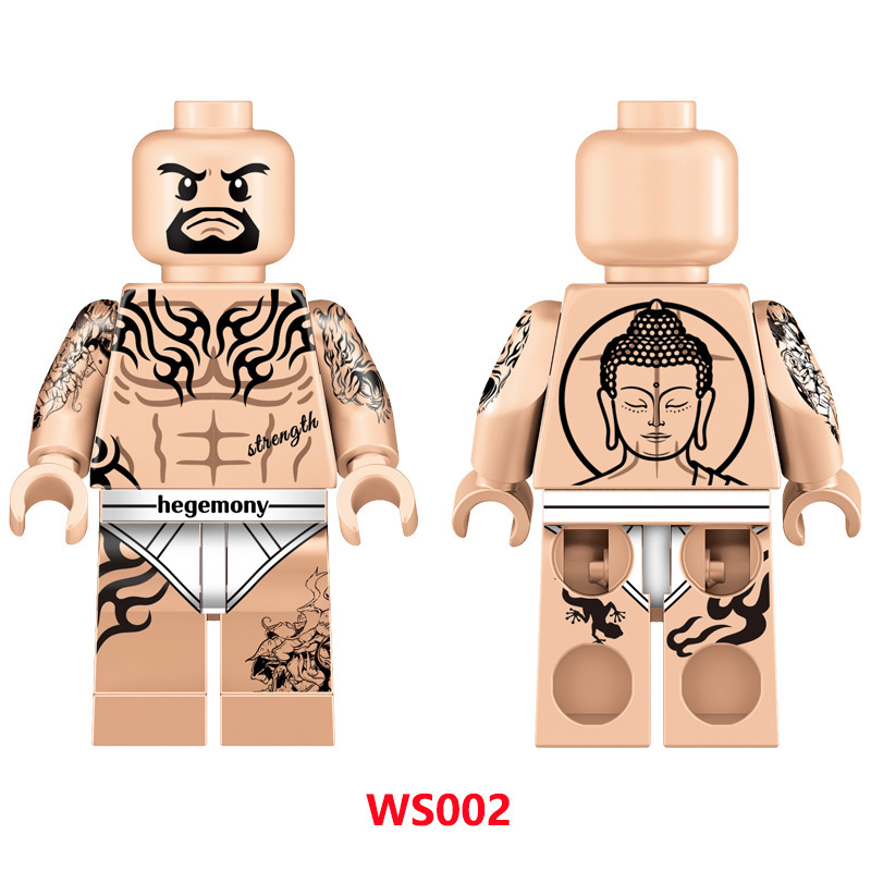 Vintage Monogram Gangster Tattoo Full Body Building Block Street Style Minifigs Collectible Toy Model Gifts MS001-006