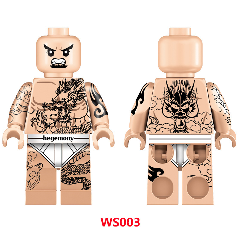 Vintage Monogram Gangster Tattoo Full Body Building Block Street Style Minifigs Collectible Toy Model Gifts MS001-006