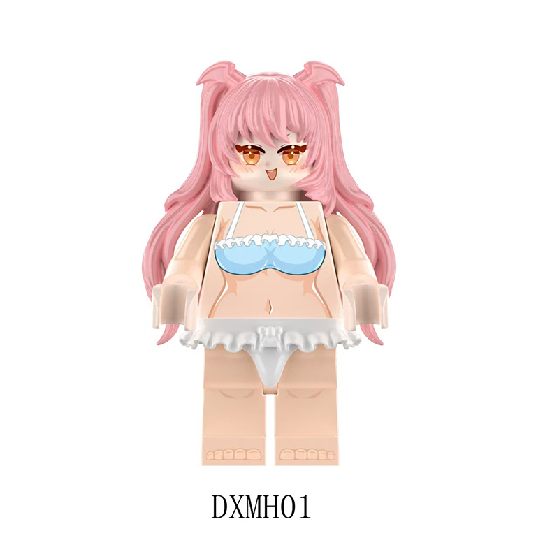 Japanese Anime Mirmo de Pon Pink Xi Girl 01 Building Blocks Mecha Beauty Series Minifigs Mo Xi Girl Collectible Toy Gifts DXMH01 DXMH02