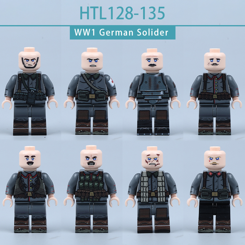 WW1 German Soldier Hand Grenades Building Block UV Printed Army Infantry Minifigs Historical Soldier Gifts Toy HTL128-134