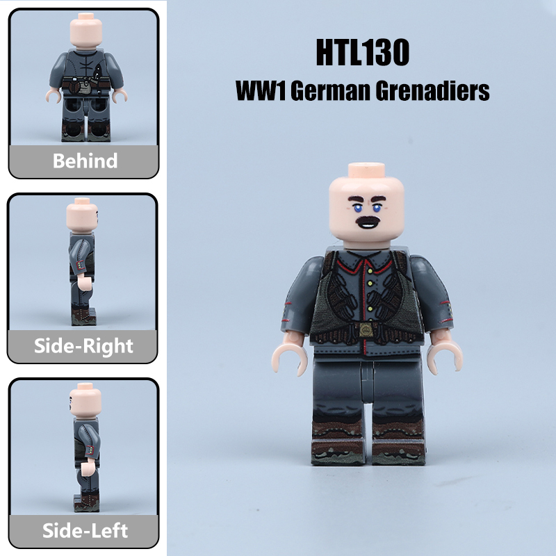 WW1 German Soldier Hand Grenades Building Block UV Printed Army Infantry Minifigs Historical Soldier Gifts Toy HTL128-134