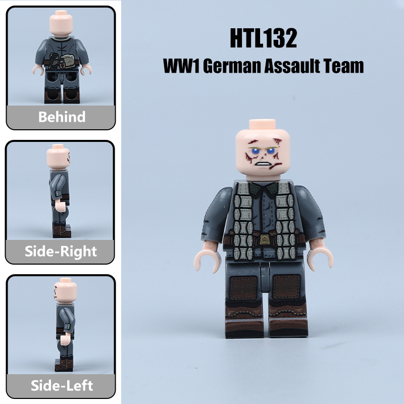 WW1 German Soldier Hand Grenades Building Block UV Printed Army Infantry Minifigs Historical Soldier Gifts Toy HTL128-134