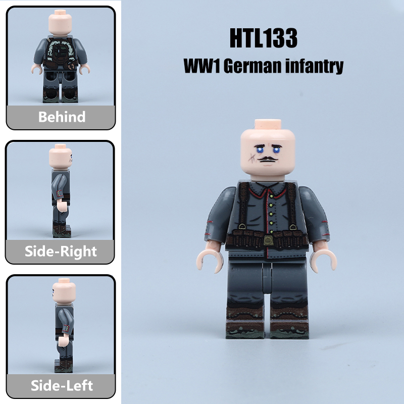 WW1 German Soldier Hand Grenades Building Block UV Printed Army Infantry Minifigs Historical Soldier Gifts Toy HTL128-134
