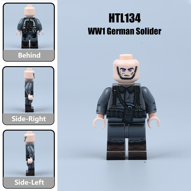 WW1 German Soldier Hand Grenades Building Block UV Printed Army Infantry Minifigs Historical Soldier Gifts Toy HTL128-134