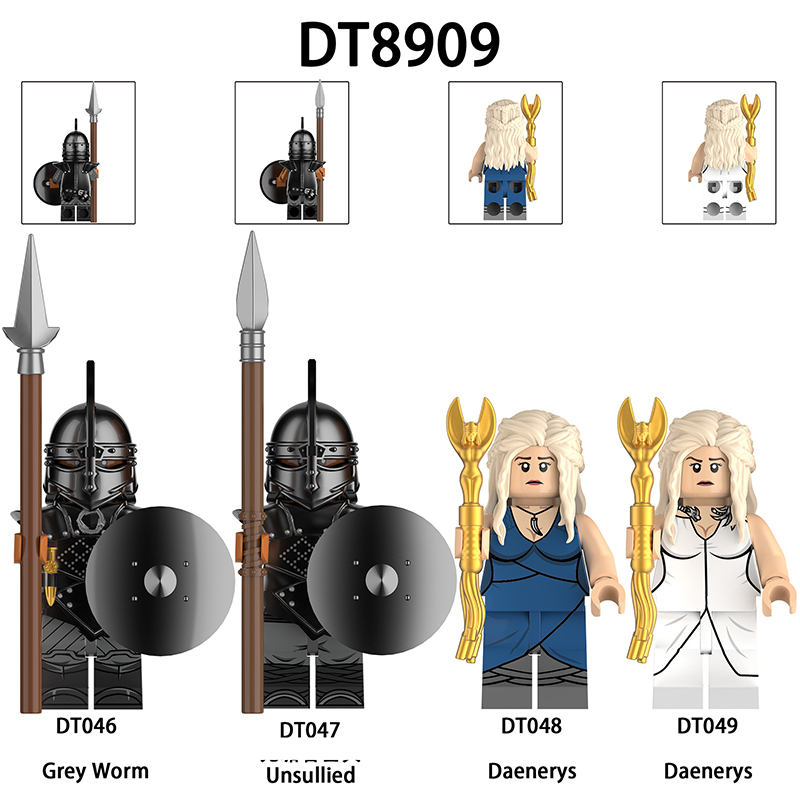 Game of Thrones Daenerys Targaryen Unsullied  Minifigs Medieval Solider Building Blocks Daenerys Grrey Worm Toys Gifts DT8909