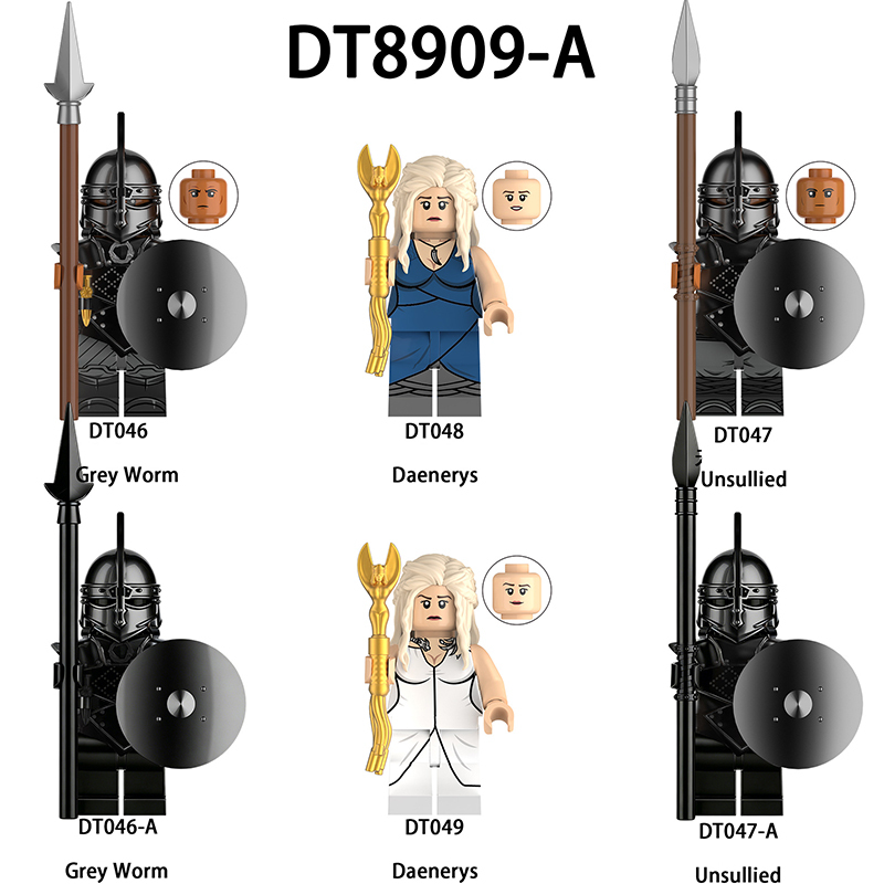 Game of Thrones Daenerys Targaryen Unsullied  Minifigs Medieval Solider Building Blocks Daenerys Grrey Worm Toys Gifts DT8909