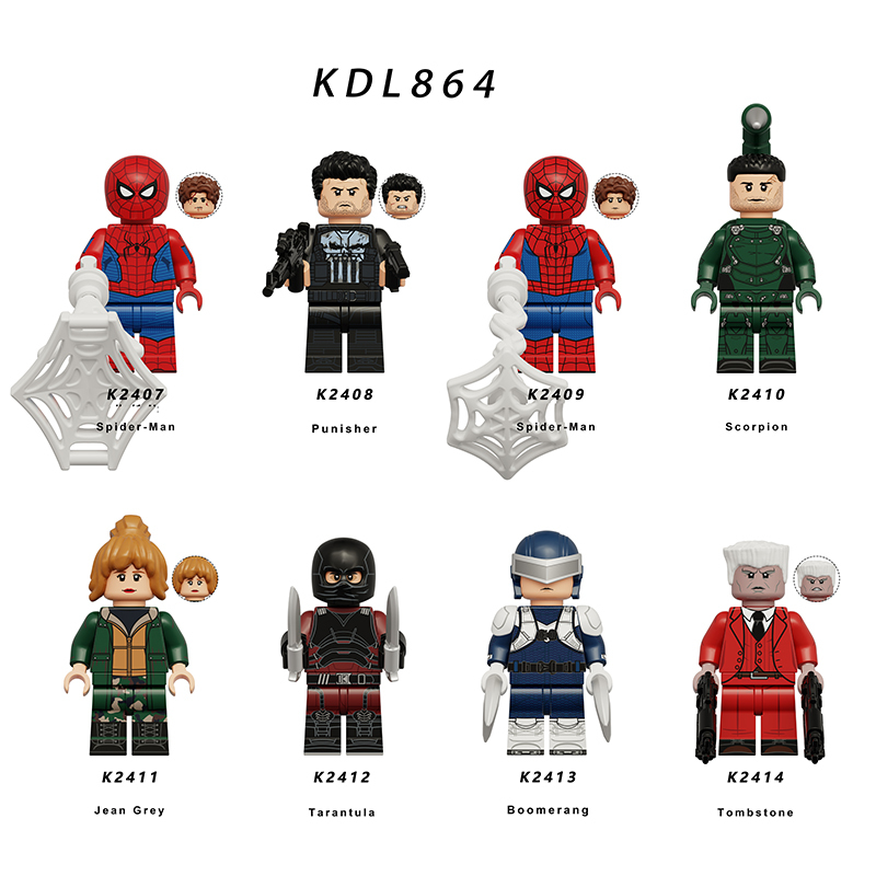Marvel Superhero Jean Grey Tarantula Tombstone Minifigs Building Block Spiderman Scorpion Collectible Toy Fans Gifts KDL864
