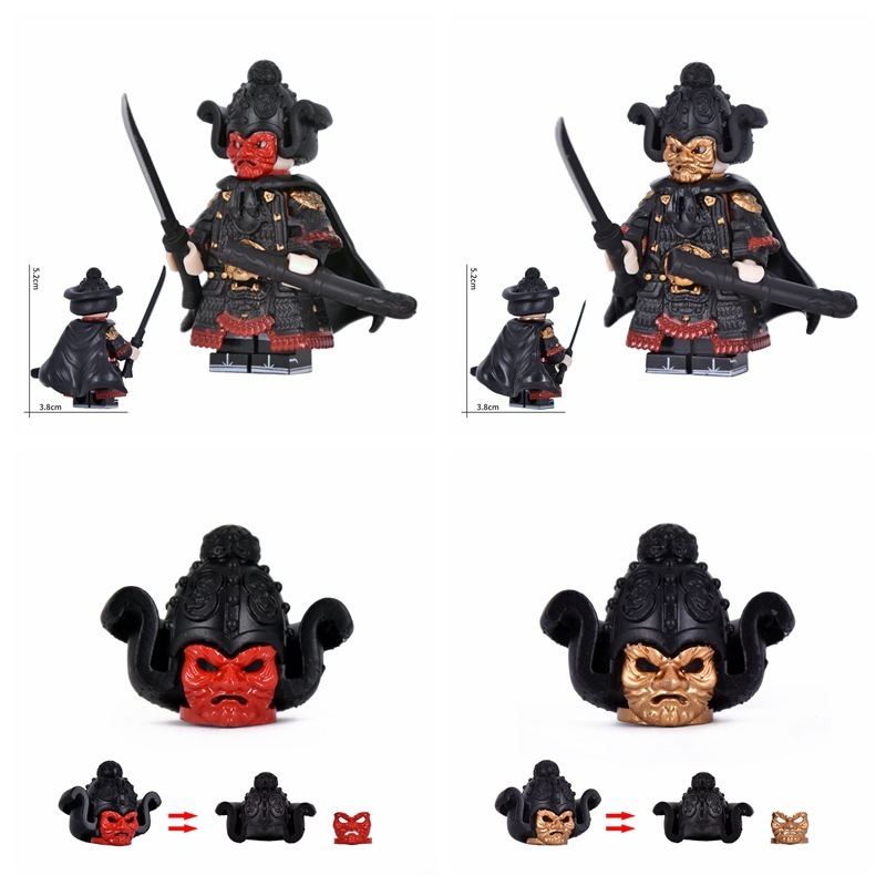 Chinese Ancient Warrior Building Block Traditional Asian Samurai Soldier Minifigs Historical Character MOC Collectible Toy TT662-665