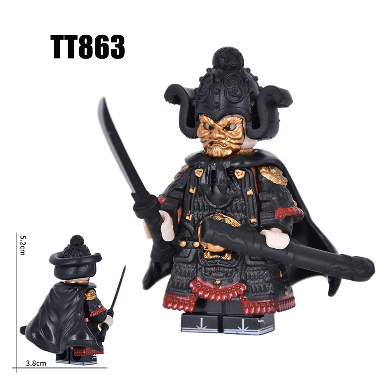 Chinese Ancient Warrior Building Block Traditional Asian Samurai Soldier Minifigs Historical Character MOC Collectible Toy TT662-665