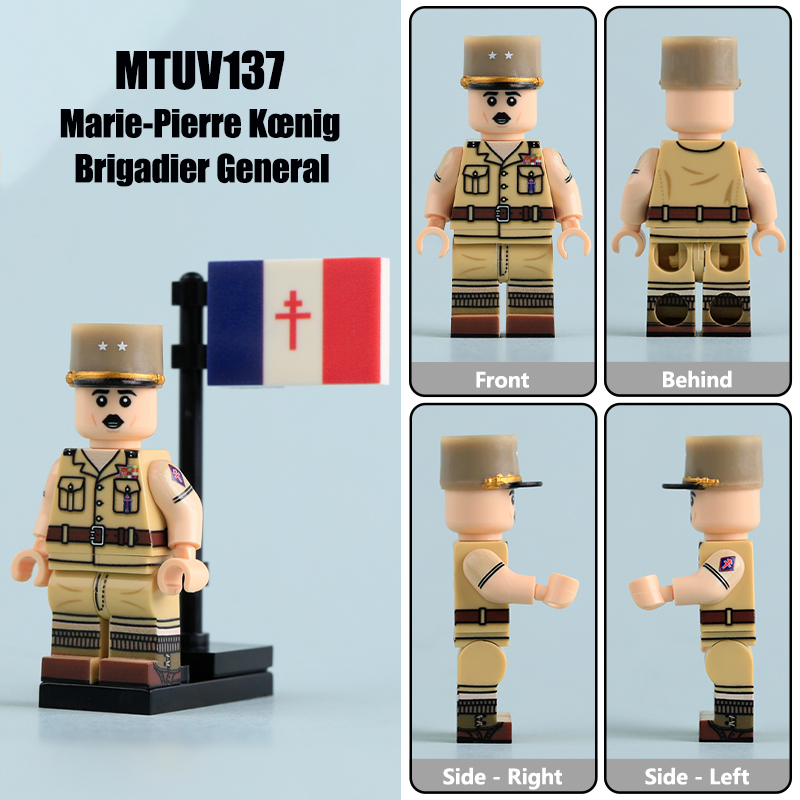 WW2 Free French Leaders Minifigs French Resistance Charles de Gaulle Building Blocks Military Major Army General Historical Soliders Toy Gifts MTUV134-137