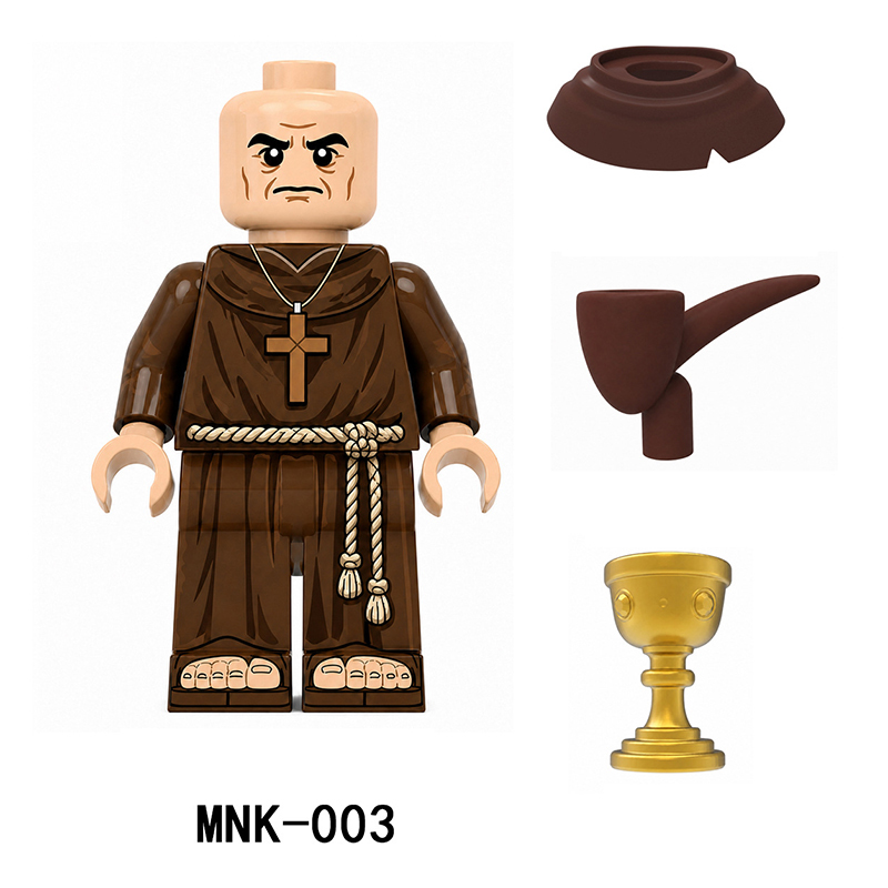 Medieval Monk Aldric Minifigs Monastery Cleric Character Religious Priest Building Block  MOC Collectible Toy Gifts Compatible MNK001 MNK002