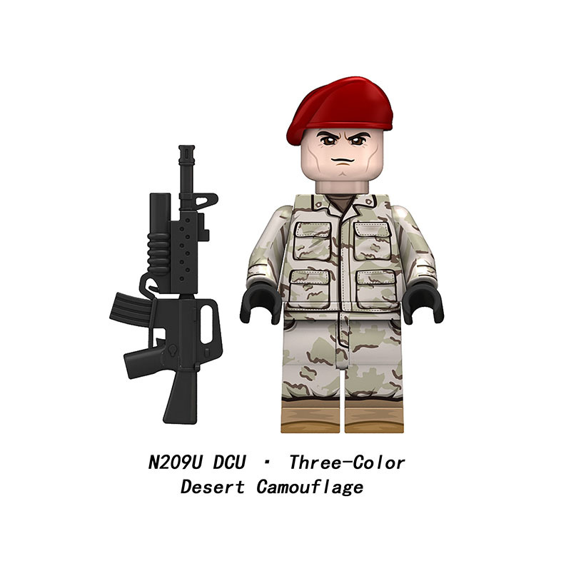 Modern American Army Military Soldiers Minifigs Building Block UV Printed DCU BDU OCP Scorpion Camouflage Children Toy Gifts N209U-212U