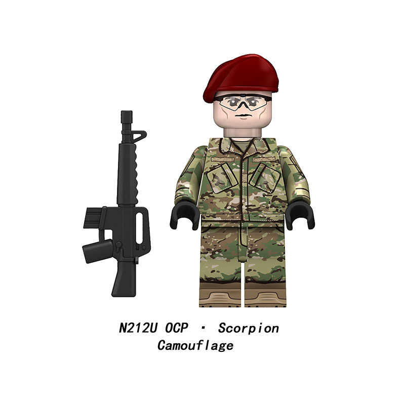 Modern American Army Military Soldiers Minifigs Building Block UV Printed DCU BDU OCP Scorpion Camouflage Children Toy Gifts N209U-212U