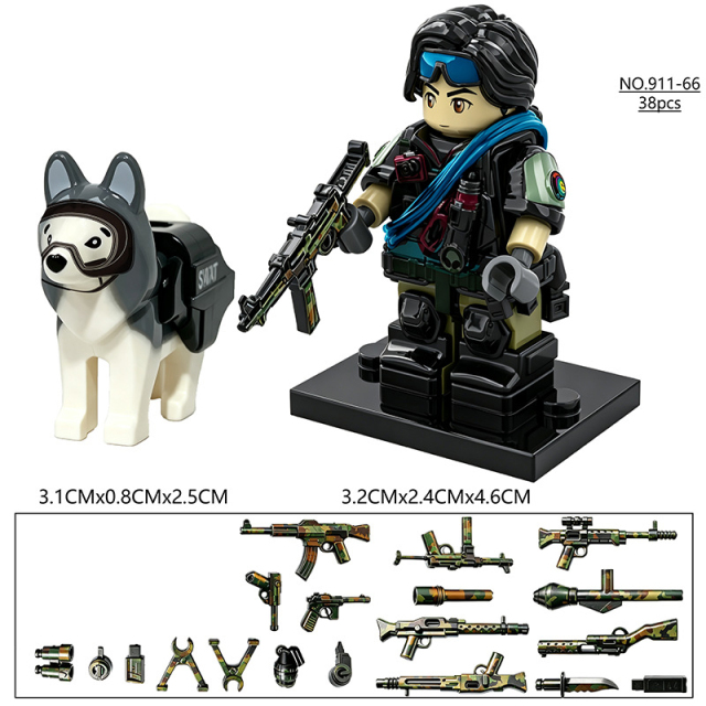 Delta Force Operations Traveler Military Dog Minifigs Building Blocks Military Tactical K9 Soldier Children Toy Compatible Bricks 911-66