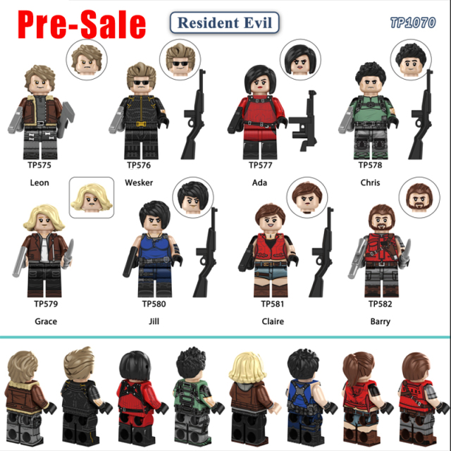 Resident Evil Leon Wesker Minifigs Ada Chris Grace Jill Claire Barry Building Block Survival Horror Game Character Toy Gifts TP1070