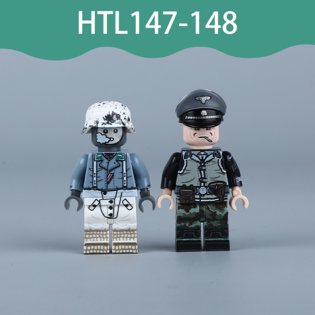 WW2 German Solider Air Force Minifigs Ground Division Italian Camouflage Uniform Building Blocks UV Printed Military Toys Gifts HTL147 HTL148