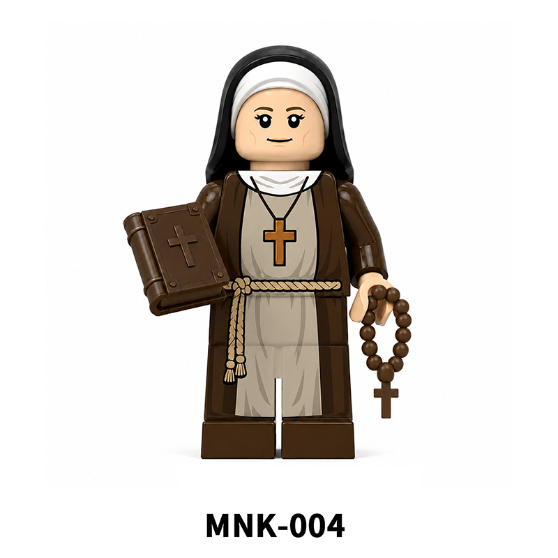 Medieval Monk Aldric Minifigs Monastery Cleric Character Religious Priest Building Block  MOC Collectible Toy Gifts Compatible MNK001 MNK002 MNK003