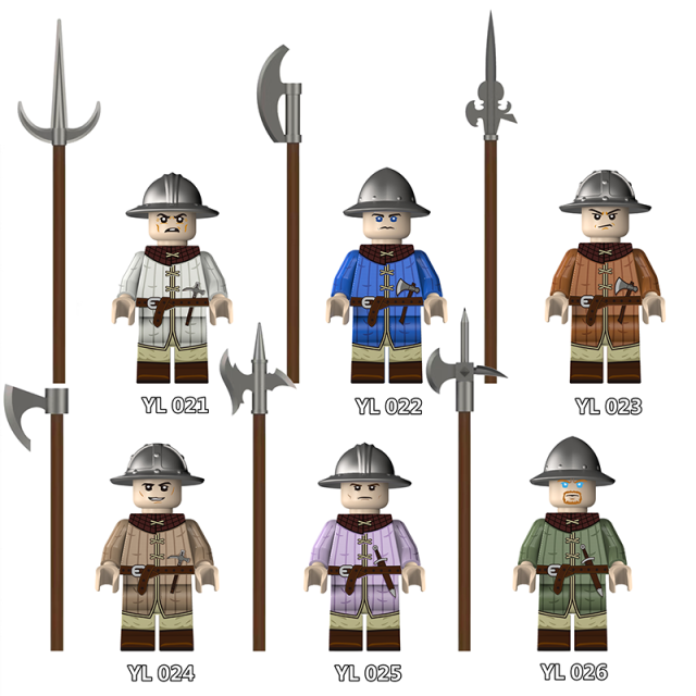 Medieval Padded Armor Soldiers Minifigs Building Block Gambeson Knights  Helmets Swords Polearms MOC Historical Warrior Toys Gifts YL021-026
