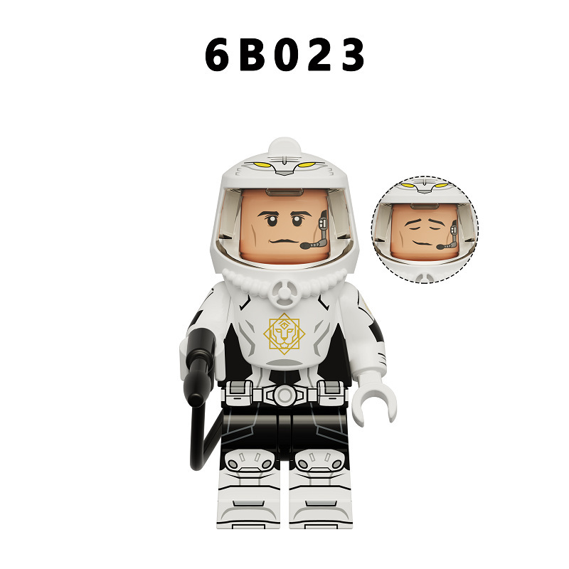 City Series Sci Fi Bio Colorful Warrior Building Block Red Blue White Yellow Space Soldier Armor Helmet Action Toy MOC Gifts 6B021-024
