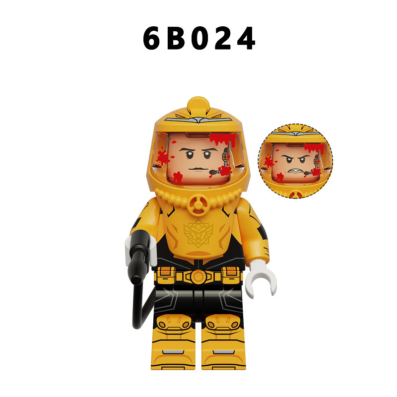 City Series Sci Fi Bio Colorful Warrior Building Block Red Blue White Yellow Space Soldier Armor Helmet Action Toy MOC Gifts 6B021-024