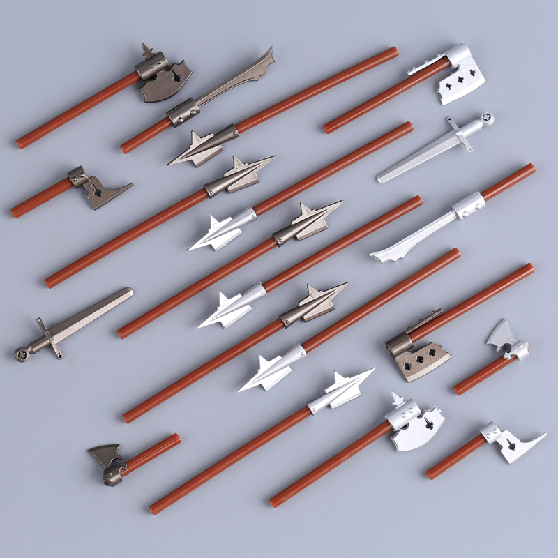Medieval Weapons Building Block Accessories Historical Knight Minifigs Sword Axe Halberd Spear Polearm Armor Custom Toys Gifts Compatible BPX001-016