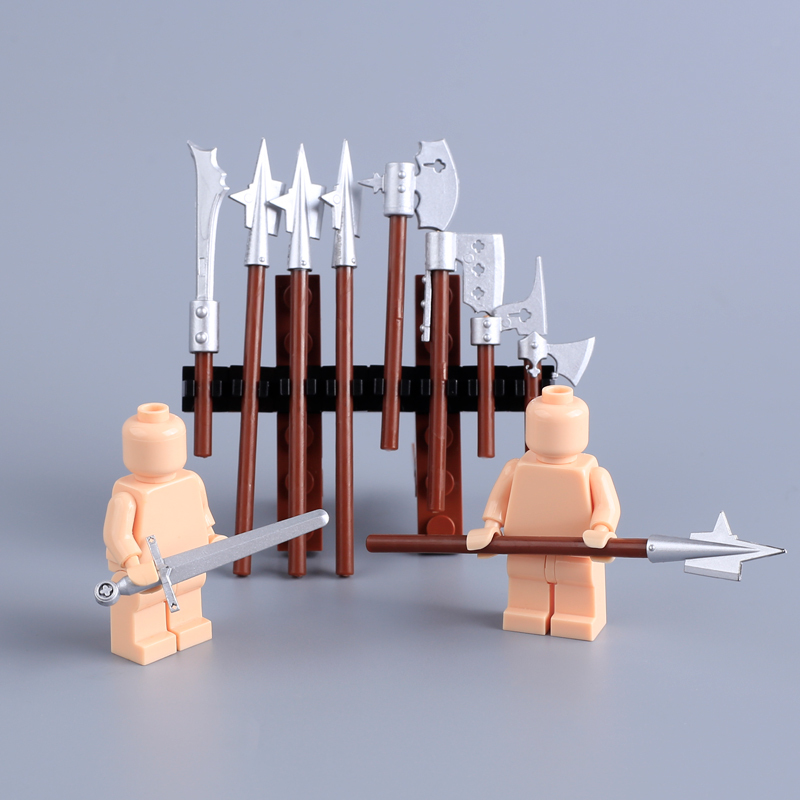 Medieval Weapons Building Block Accessories Historical Knight Minifigs Sword Axe Halberd Spear Polearm Armor Custom Toys Gifts Compatible BPX001-016