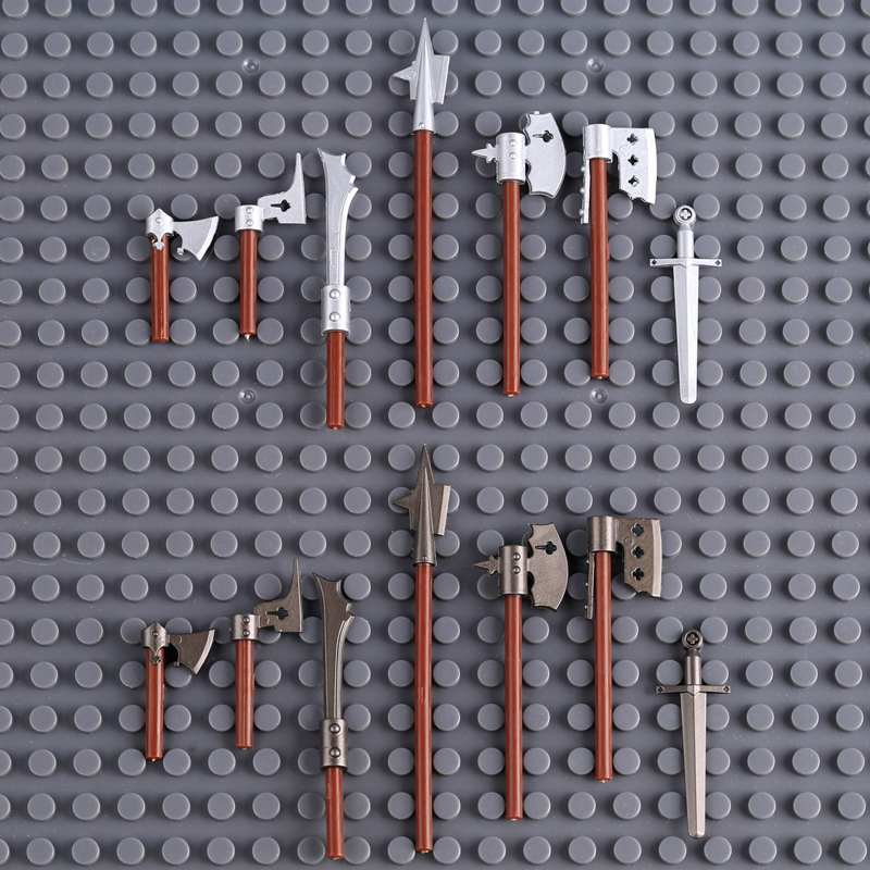 Medieval Weapons Building Block Accessories Historical Knight Minifigs Sword Axe Halberd Spear Polearm Armor Custom Toys Gifts Compatible BPX001-016