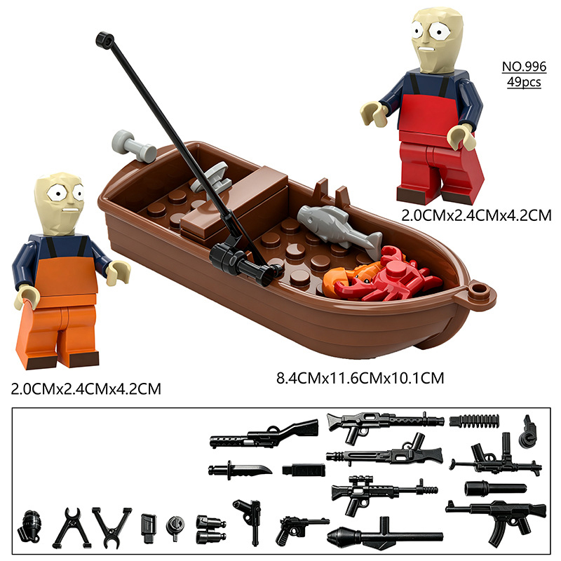 Game How to Fish Fishing Minifigs Building Block Model Fishing Scene Assembly Set Game Character Accessory MOC Toys Gifts Comoatible 996
