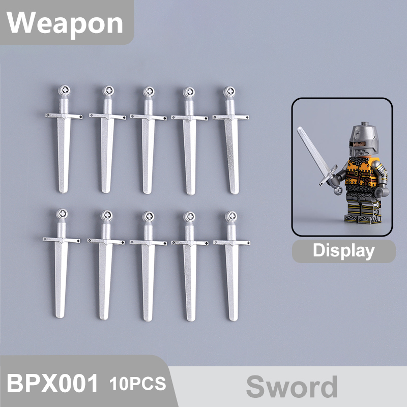 Medieval Weapons Building Block Accessories Historical Knight Minifigs Sword Axe Halberd Spear Polearm Armor Custom Toys Gifts Compatible BPX001-016