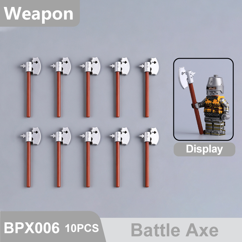 Medieval Weapons Building Block Accessories Historical Knight Minifigs Sword Axe Halberd Spear Polearm Armor Custom Toys Gifts Compatible BPX001-016