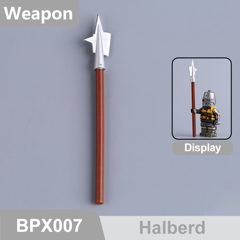 Medieval Weapons Building Block Accessories Historical Knight Minifigs Sword Axe Halberd Spear Polearm Armor Custom Toys Gifts Compatible BPX001-016