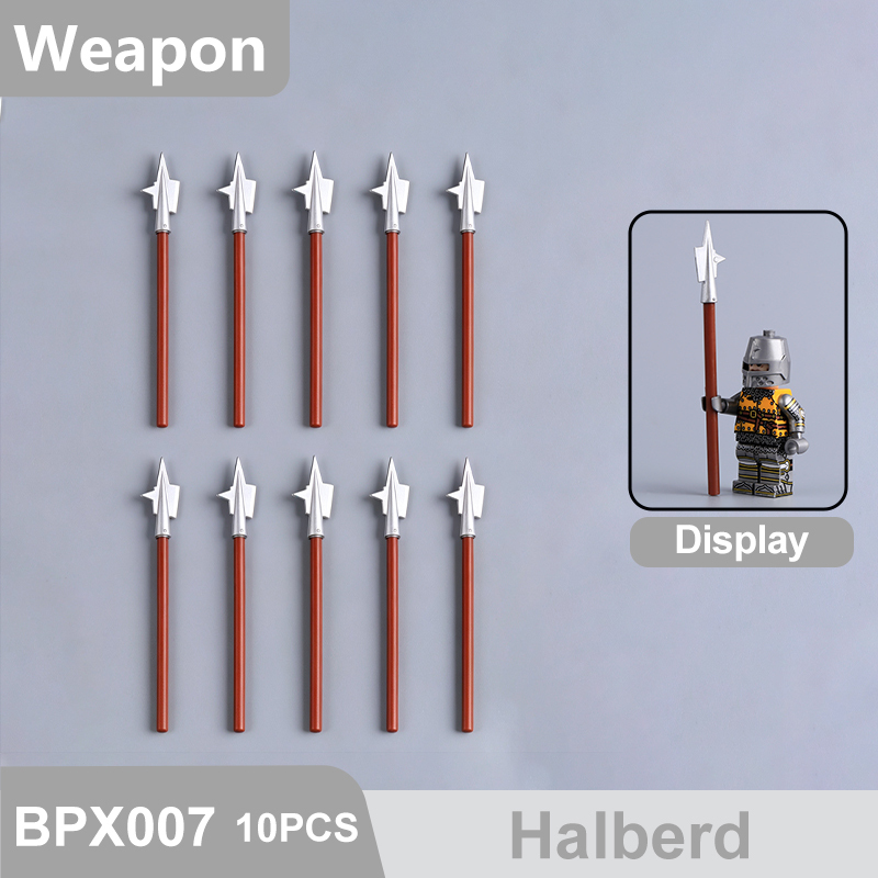 Medieval Weapons Building Block Accessories Historical Knight Minifigs Sword Axe Halberd Spear Polearm Armor Custom Toys Gifts Compatible BPX001-016