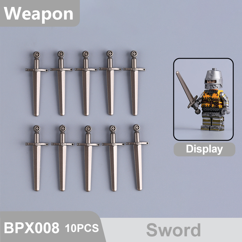 Medieval Weapons Building Block Accessories Historical Knight Minifigs Sword Axe Halberd Spear Polearm Armor Custom Toys Gifts Compatible BPX001-016
