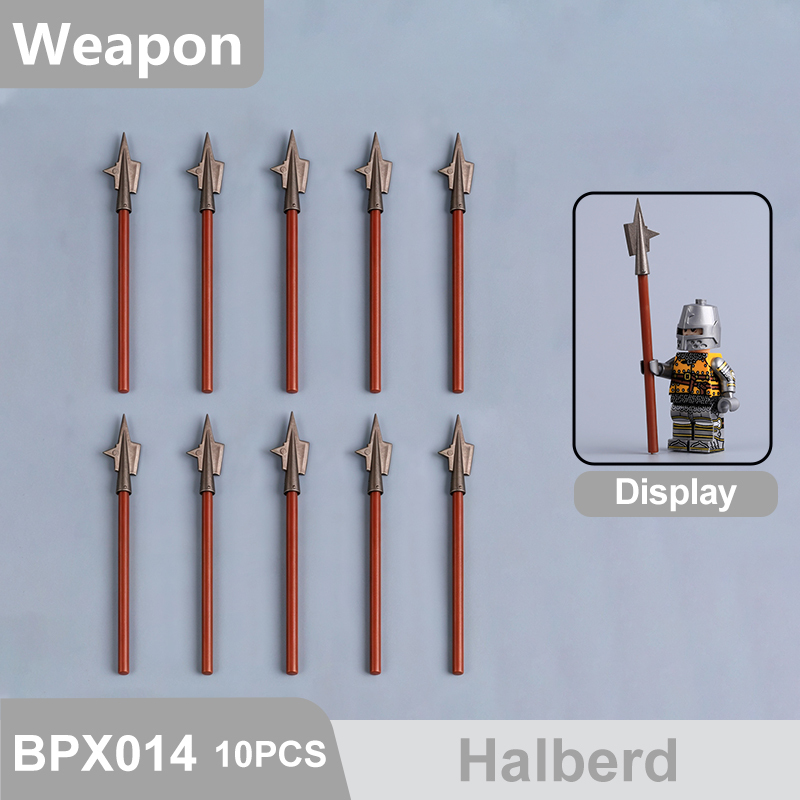 Medieval Weapons Building Block Accessories Historical Knight Minifigs Sword Axe Halberd Spear Polearm Armor Custom Toys Gifts Compatible BPX001-016