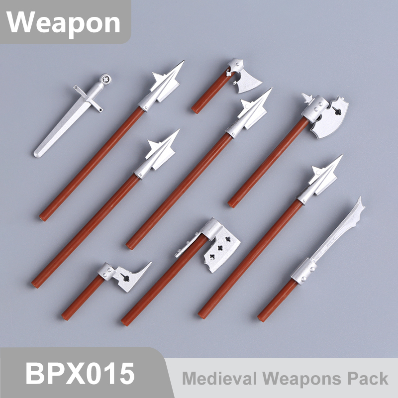 Medieval Weapons Building Block Accessories Historical Knight Minifigs Sword Axe Halberd Spear Polearm Armor Custom Toys Gifts Compatible BPX001-016
