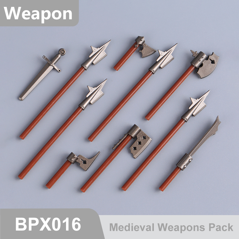 Medieval Weapons Building Block Accessories Historical Knight Minifigs Sword Axe Halberd Spear Polearm Armor Custom Toys Gifts Compatible BPX001-016