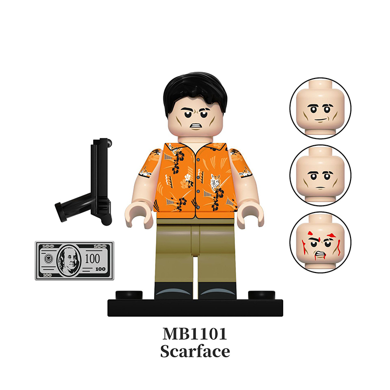 Hollywood  Movie Scarface Godfather Rambo Characters Minifigs Building Block Weapons Accessories Toys Gifts MB1100-1103