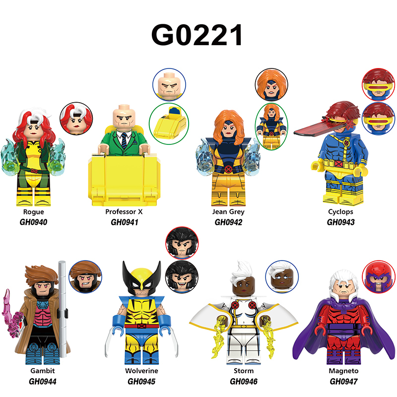 Marvel Superhero Rogue Cyclops Magneto Minifigs Building Block DC Comics Gambit Wolvertine Storm Collectible Toy Fans Gifts G0221