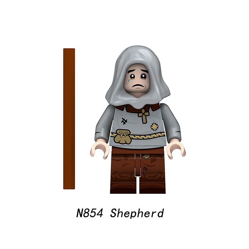 Medieval European Commoner Minifigs Building Block Farmer Blacksmith Tavern Servant Shepherd Historical Village Characters Toys Gifts N851-854