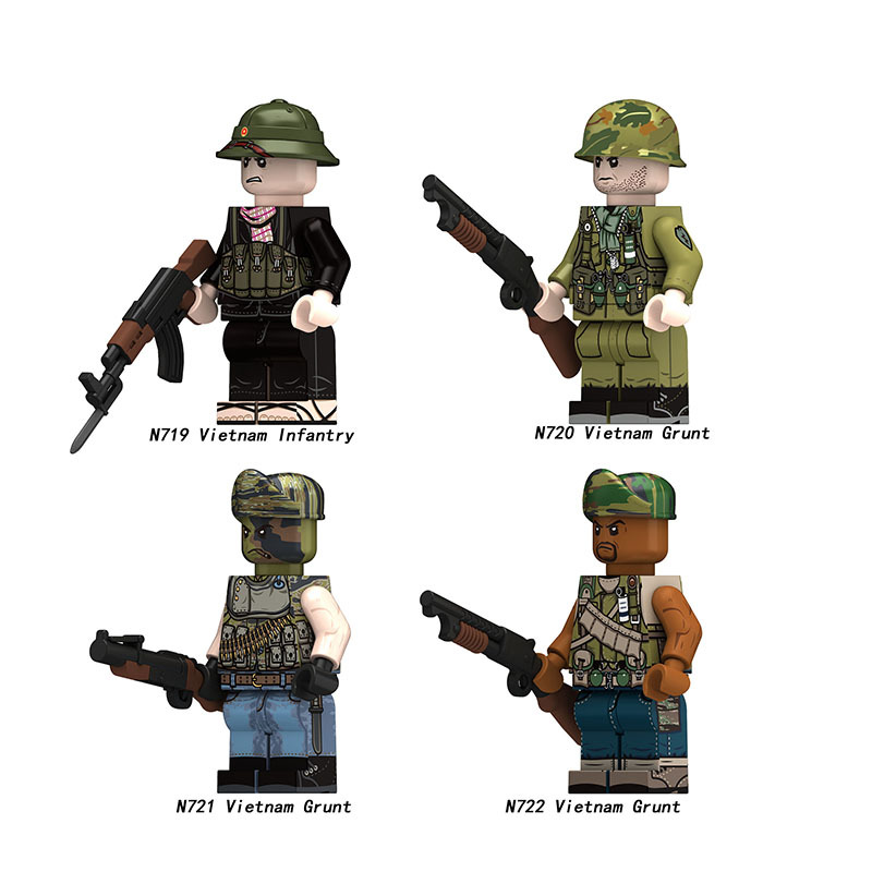 Vietnam War US Infantry Soldier Minifigs Building Block Grunt Infantry Military Combat Troops Army Collection Children Toy Gifts N719-722