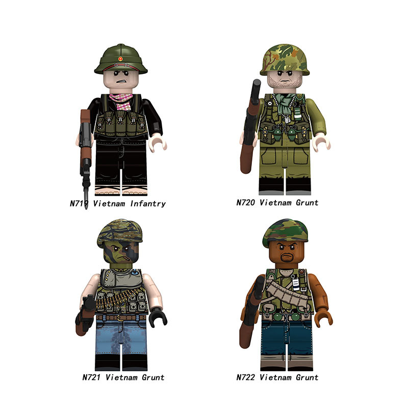 Vietnam War US Infantry Soldier Minifigs Building Block Grunt Infantry Military Combat Troops Army Collection Children Toy Gifts N719-722