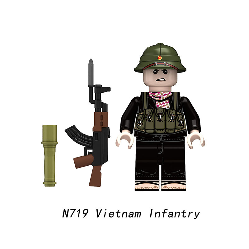 Vietnam War US Infantry Soldier Minifigs Building Block Grunt Infantry Military Combat Troops Army Collection Children Toy Gifts N719-722
