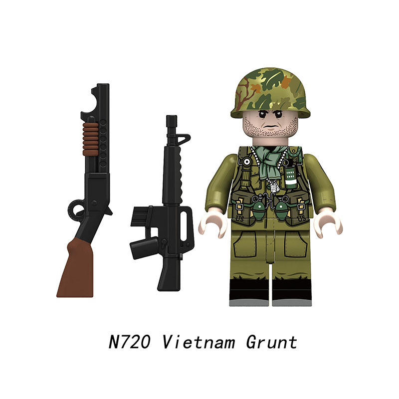Vietnam War US Infantry Soldier Minifigs Building Block Grunt Infantry Military Combat Troops Army Collection Children Toy Gifts N719-722