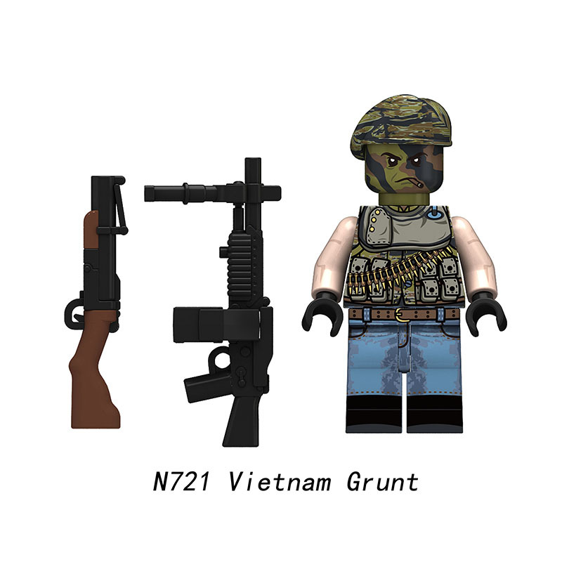 Vietnam War US Infantry Soldier Minifigs Building Block Grunt Infantry Military Combat Troops Army Collection Children Toy Gifts N719-722