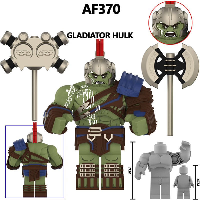 Marvel Superhero Green Giant Hulk Minifigs Building Block Gladtor BND Hulk Green Scar Warrior Large Size Toy Gifts AF368 AF369