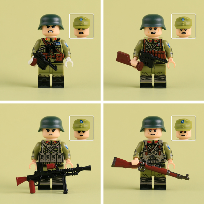 WW2 Chinese Nationalist Solider Minifigs Platoon Leader Building Block Rifleman Republic of China Army Military Collectible Toy Gifts MTZ063-066